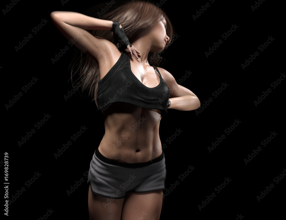 athletic woman body and workout - 3d render athletic woman body and workout - 3d render