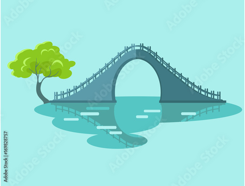 Lunar Bridge with Green Tree in Taiwan Flat Icon