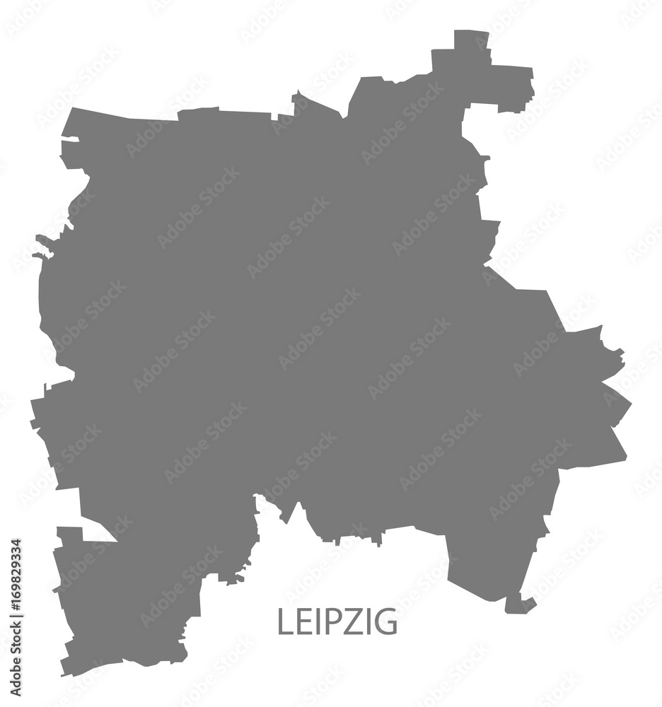 Leipzig city map grey illustration silhouette shape