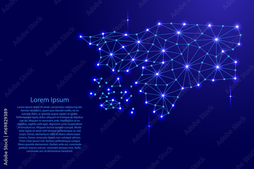 Guinea Bissau map of polygonal mosaic lines network, rays and space stars of vector illustration. Guinea Bissau map of polygonal mosaic lines network, rays and space stars of vector illustration.