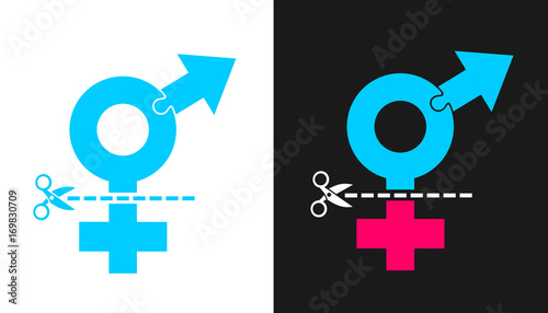Sex reassignment surgery - change and transition of male / man sex into female / woman sex. Procedure to solve transsexuality for transsexual and transgender persons