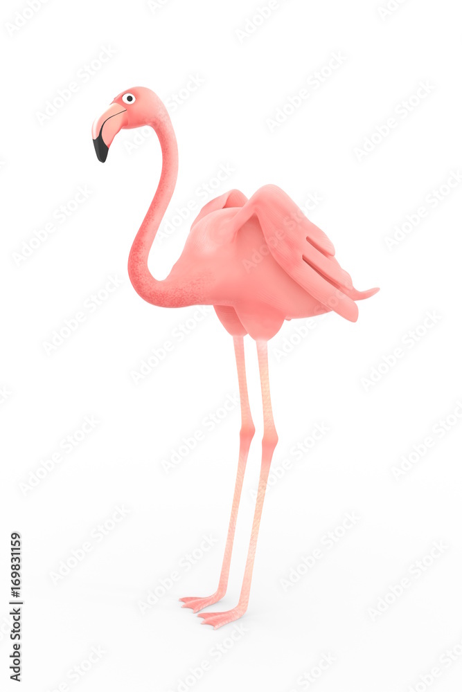 Fototapeta premium pink flamingo on white background