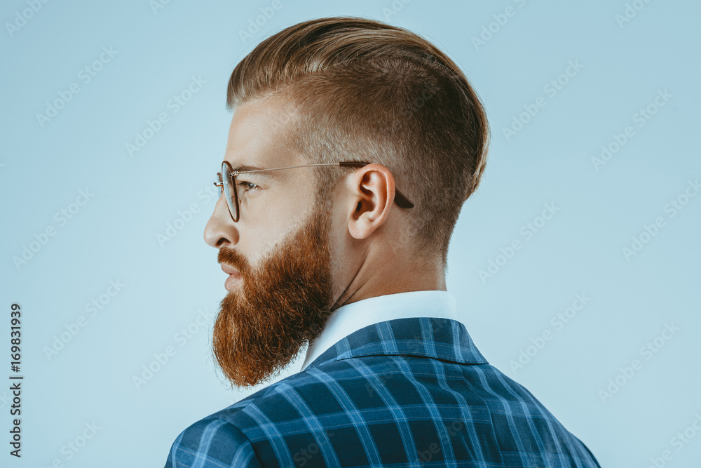 Fototapeta premium man in eyeglasses with stylish hairstyle