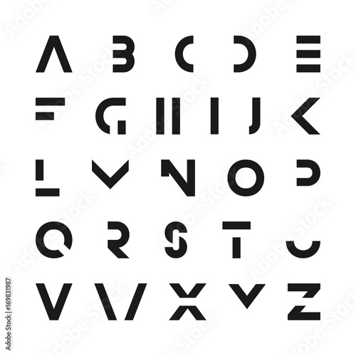 Simple modern font. Minimalistic english alphabet. Futuristic latin letters.