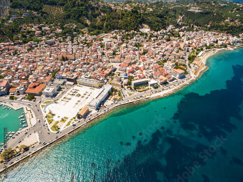 Aerial view of Zakynthos city in Zante island, in Greece