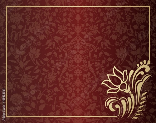 Fototapeta Naklejka Na Ścianę i Meble -  water lily, wedding card design, royal India