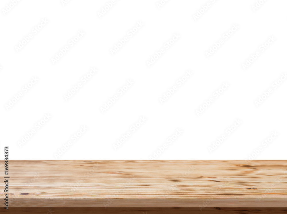 empty wooden table top isolated on white background, used for display or montage your products empty wooden table top isolated on white background, used for display or montage your products