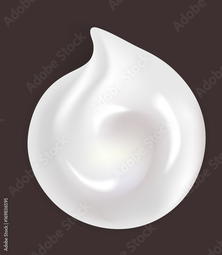 Round shiny white cream smear isolated realistic illustration