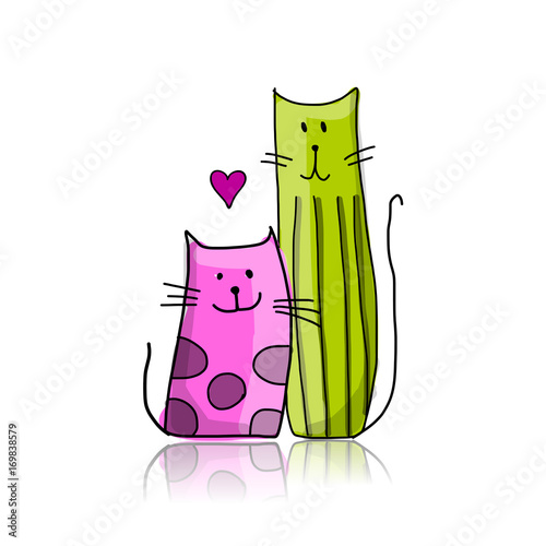Couple of cat, sketch for your design