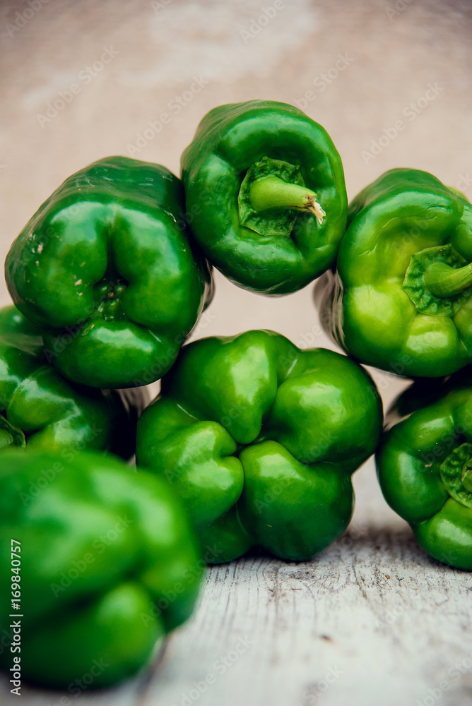 Raw Green Organic Bell Peppers Ready to Cook With Raw Green Organic Bell Peppers Ready to Cook With