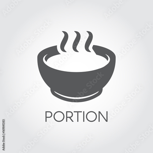 Plate with portion of hot food. Soup, chowder, broth and other dishes concept image. Flat Icon for breakfast, lunch or dinner. Vector label for culinary design needs