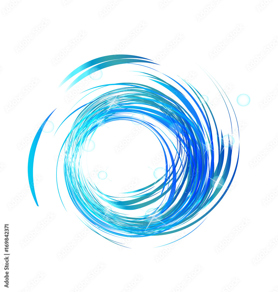 Fototapeta premium Blue waves with bright lights icon