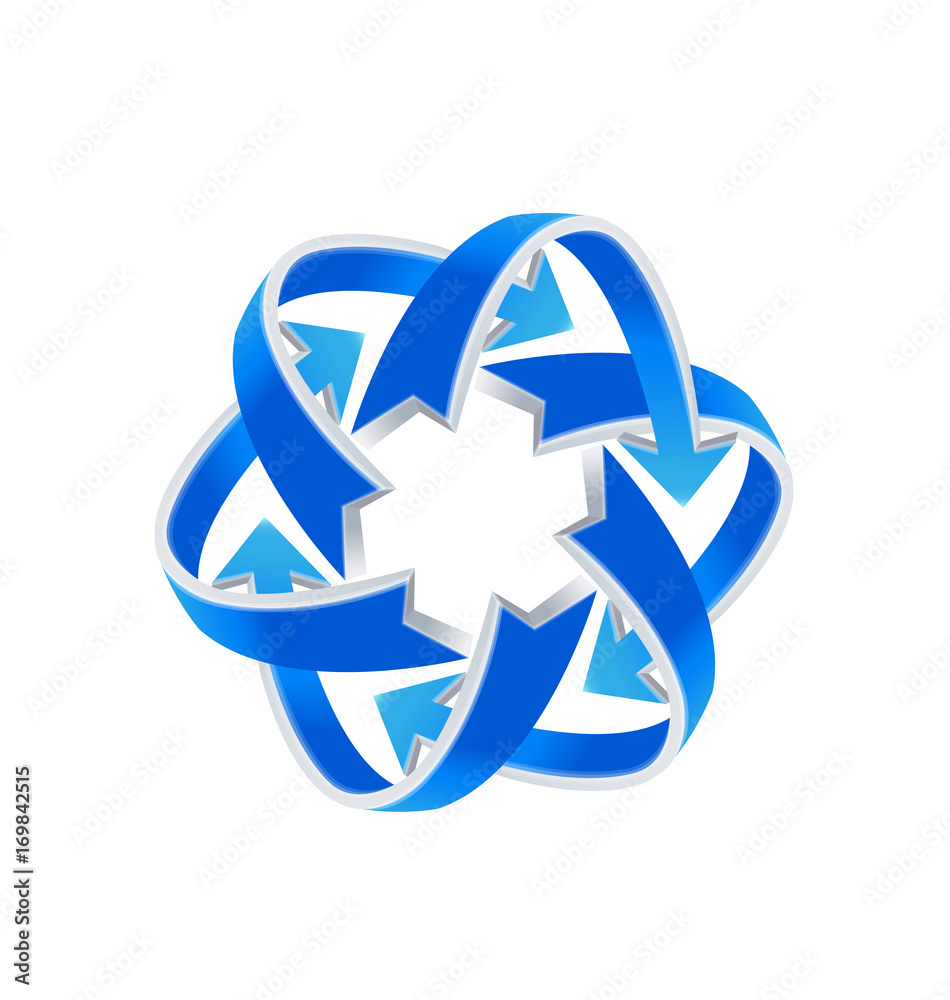 Blue arrow direction recycle business logo Blue arrow direction recycle business logo