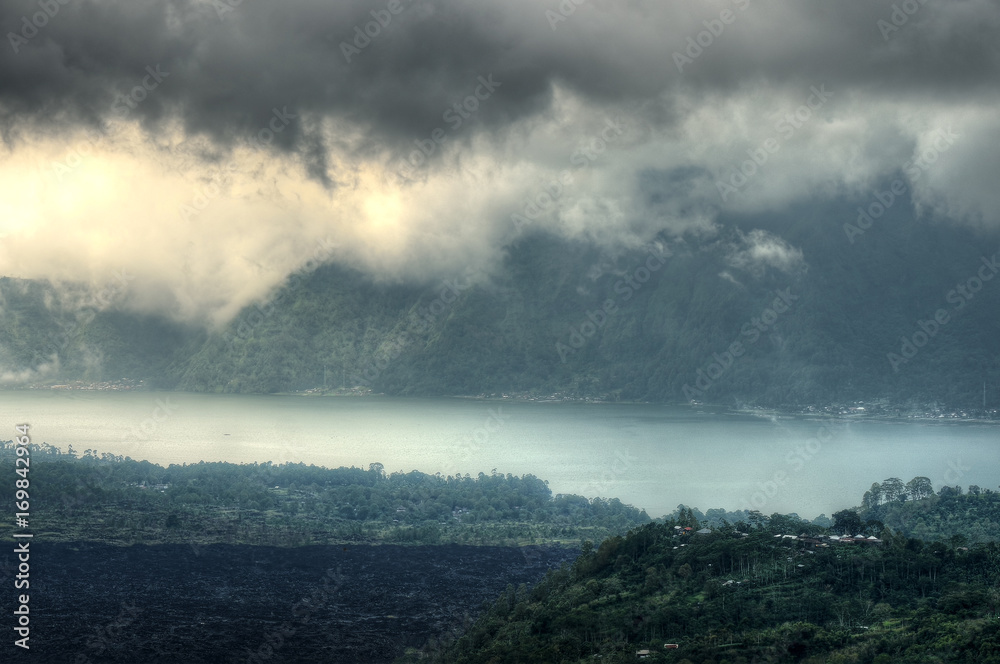 Landscape of Batur volcano on Bali island, Indonesia..