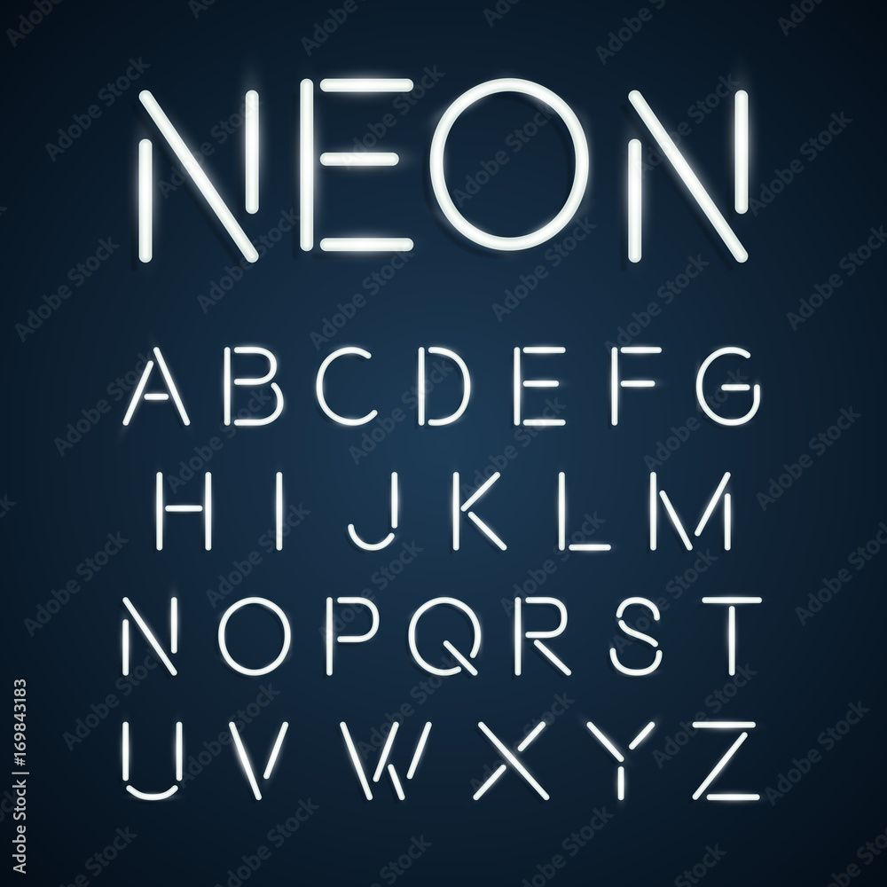 Neon font city text, Night Alphabet Neon font city text, Night Alphabet