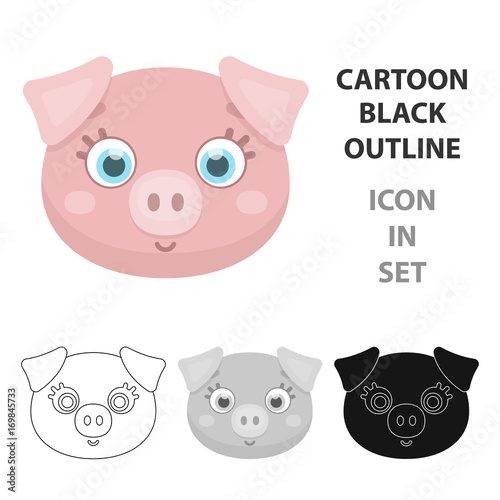 Pig muzzle icon in cartoon style isolated on white background. Animal muzzle symbol stock vector illustration.