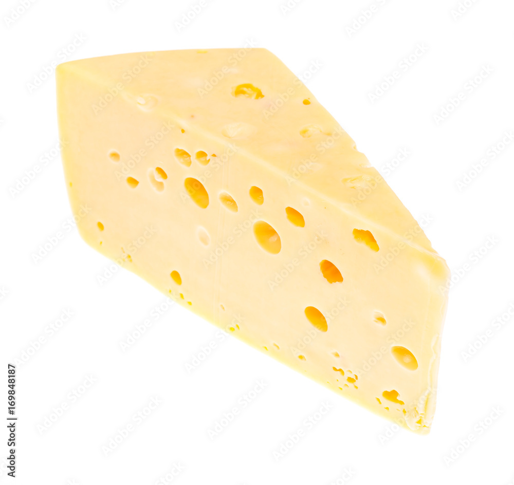 Piece of hard cheese on white background Piece of hard cheese on white background