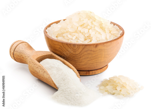 Rice flour isolated on white background