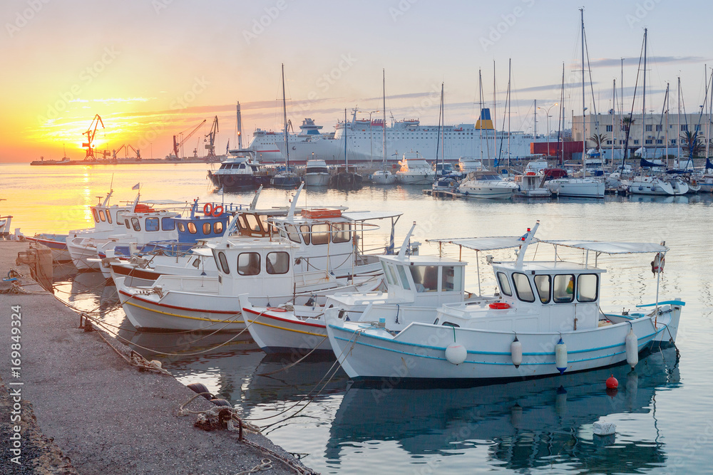 Heraklion. Fishing boats in the old port.