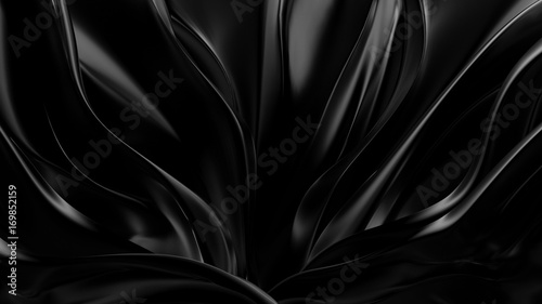 Czarne tło z kształtu 3d. 3d ilustracja, 3d rendering.