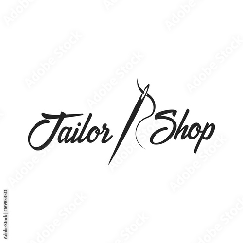 Tailor, sewing, handmade logo or emblem. Vector illustration.