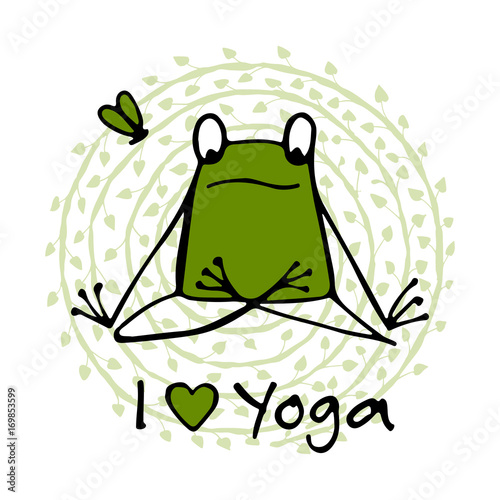 Funny yoga frog, sketch for your design