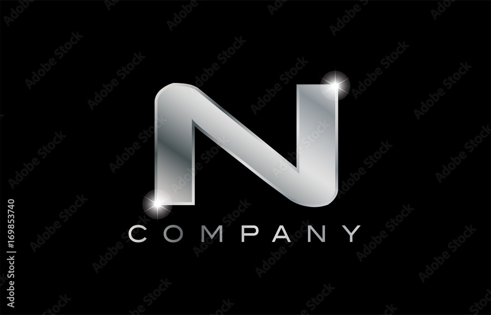 N silver metal letter company design logo N silver metal letter company design logo