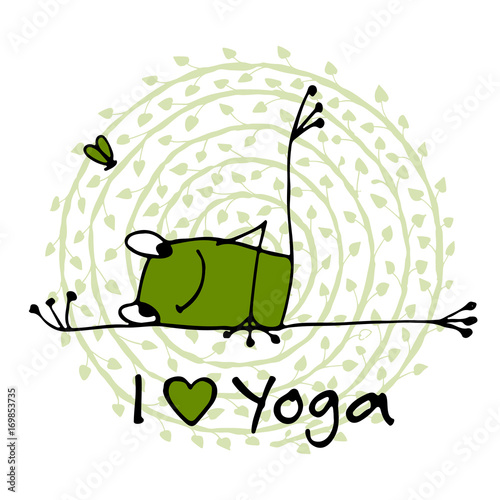 Funny yoga frog, sketch for your design