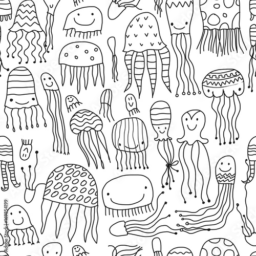 Funny jellyfishes, seamless pattern for your design