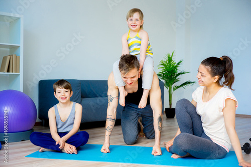 Family doing exercises together
