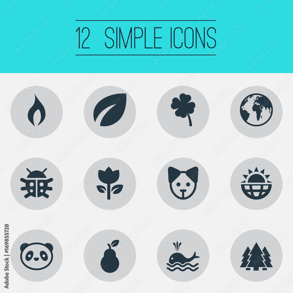 Vector Illustration Set Of Simple Nature Icons. Elements Ignite, Jungle,  Insects And Other Synonyms Garden, Woods And Leaf. Stock Vector | Adobe  Stock