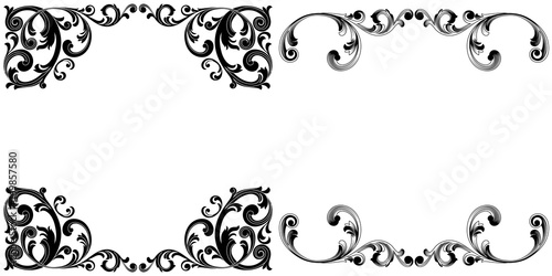 Set of vintage border frame engraving with retro ornament pattern in antique baroque style decorative design. Vector