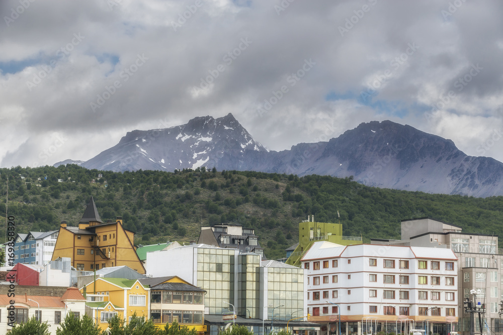 Ushuaia view. Capital of Tierra del Fuego province in Argentina. Patagonia.