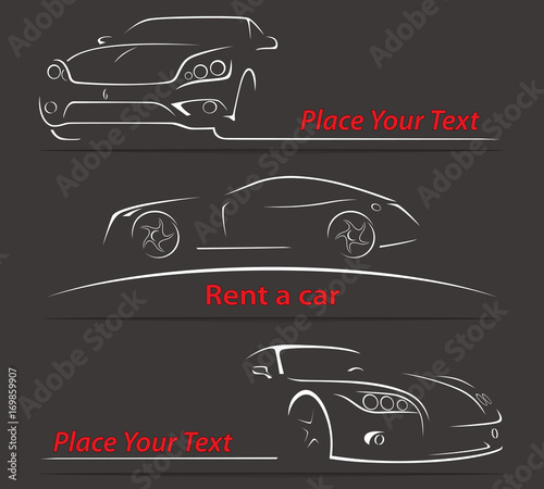 Car Rent Abstract Lines Vector. Set. Vector illustration