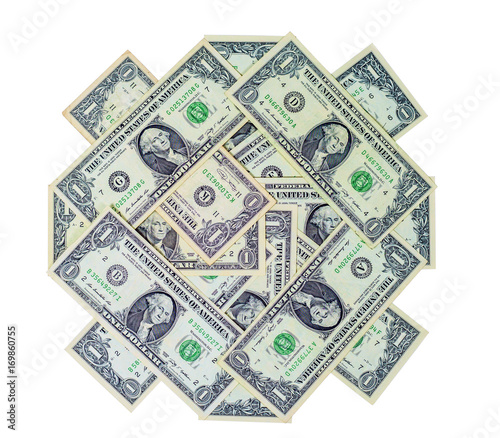 Isolated background of dollars banknotes 