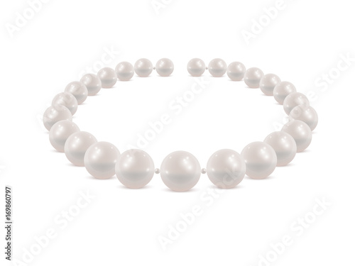 Realistic white pearl necklace. 