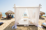 Baldachin, cabana bed on beach - view, sunshine