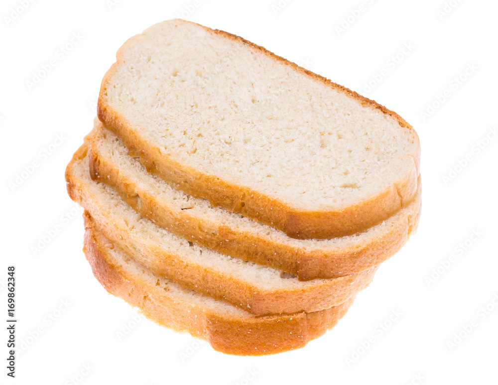 Sliced pieces of white bread isolated on white background Sliced pieces of white bread isolated on white background