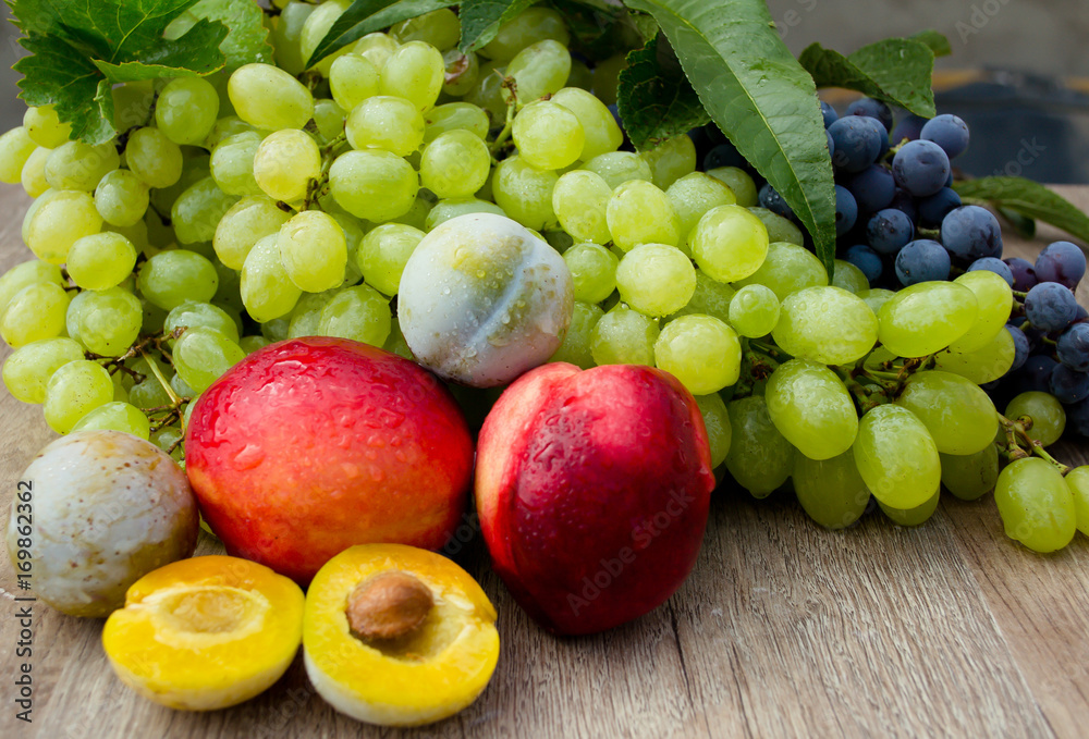 peaches, grapes and plums peaches, grapes and plums