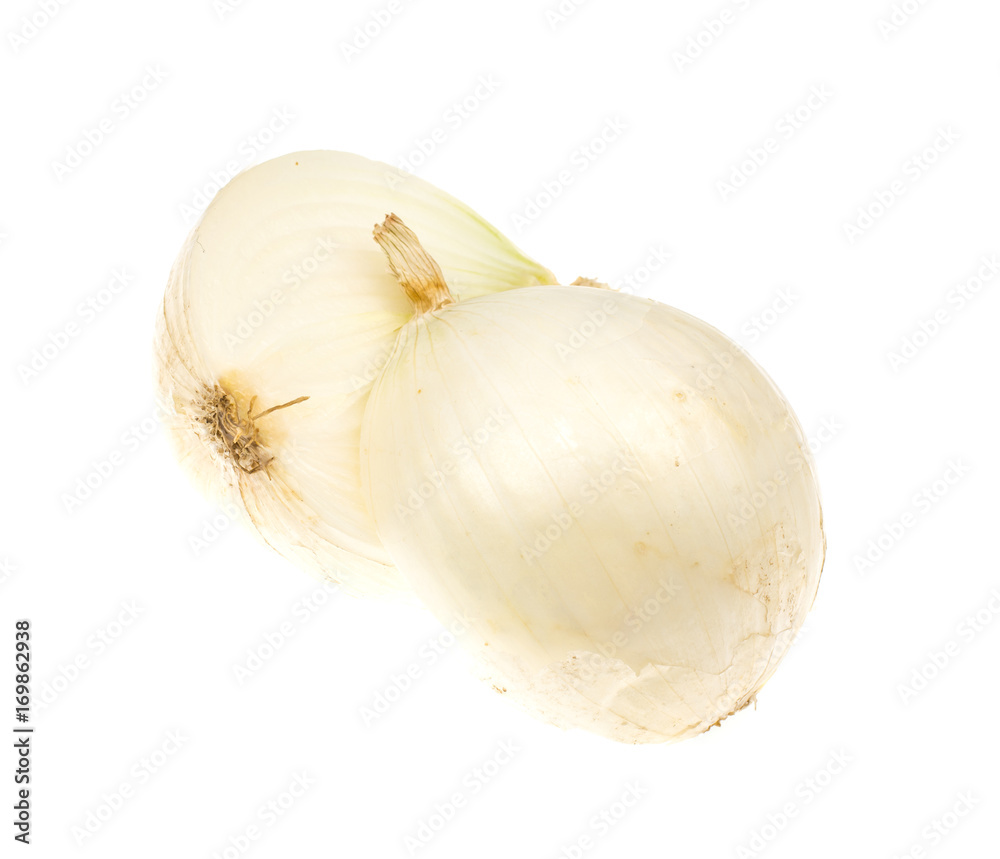 Whole and halves of white onion isolated Whole and halves of white onion isolated