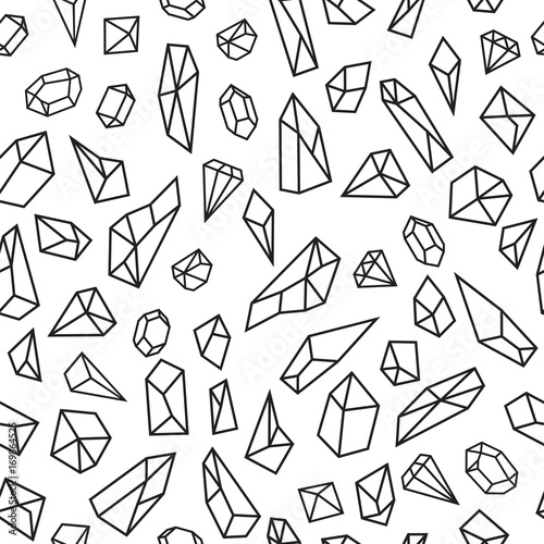 Geometric seamless pattern with crystals. Polygonal artistic background with crystal shapes