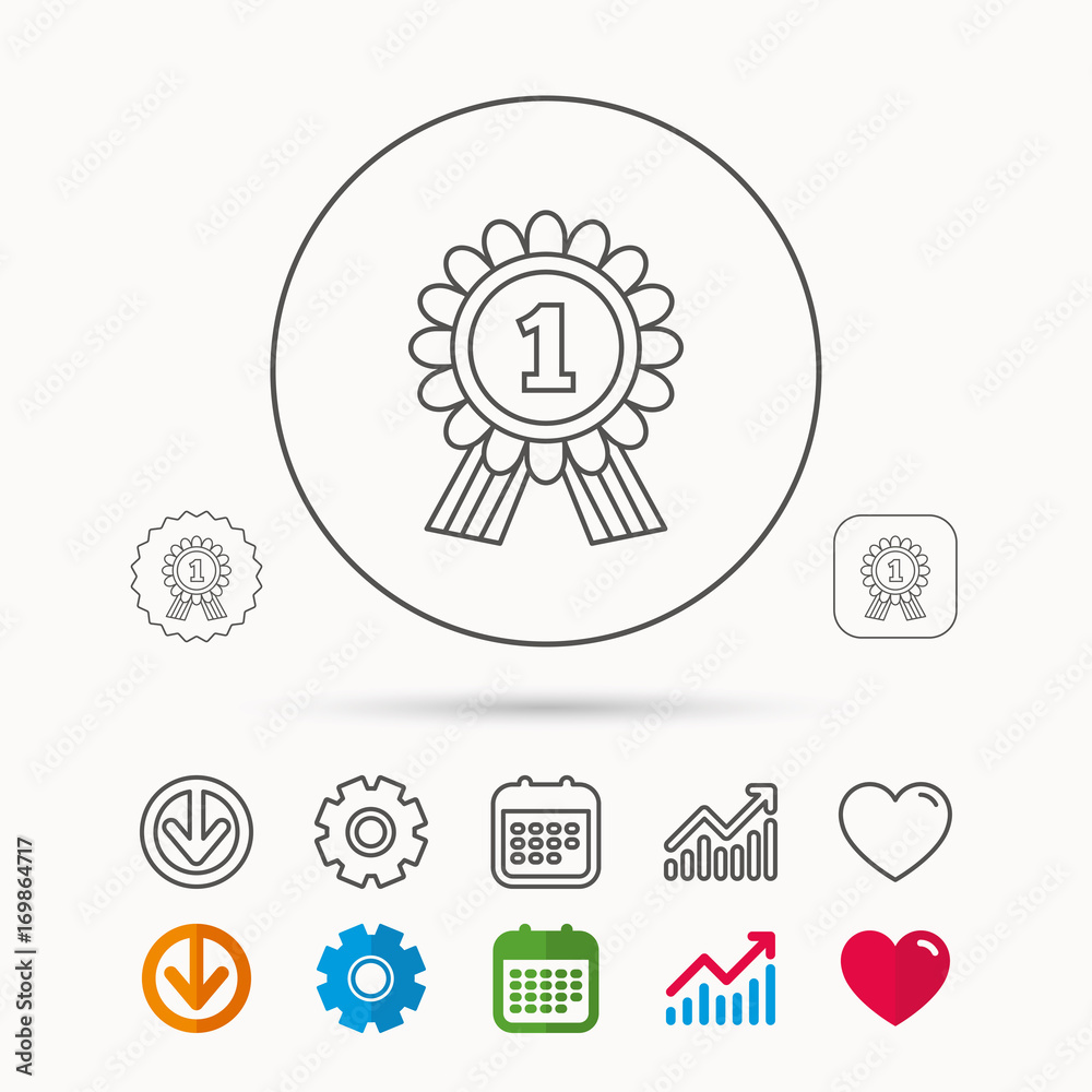 Gold medal award icon. First place sign. Gold medal award icon. First place sign.
