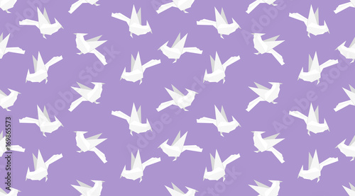 Origami bird seamless pattern.