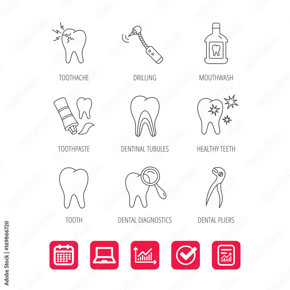Tooth, stomatology and toothache icons. Tooth, stomatology and toothache icons.