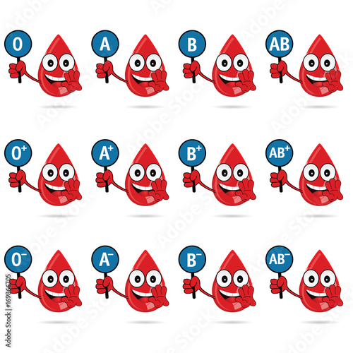 blood group icon type with drop set illustration