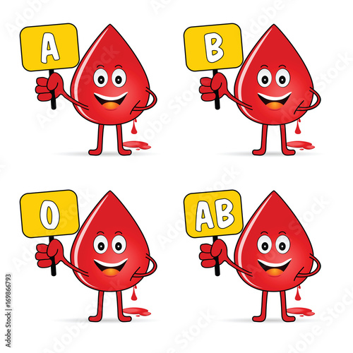 blood group icon with drop set illustration