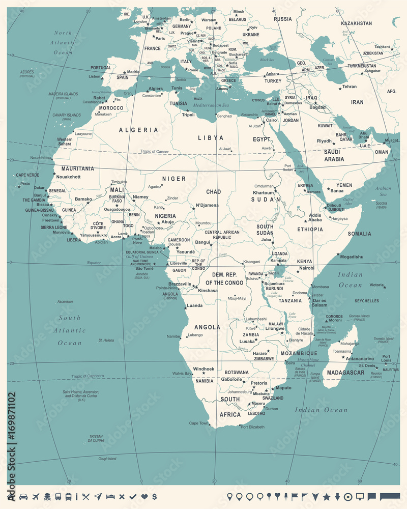 Obraz premium Africa Map - Vintage Vector Illustration