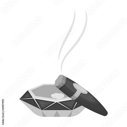 A smoking cigar in an ashtray. Smoking cigars single icon in monochrome style vector symbol stock illustration web.