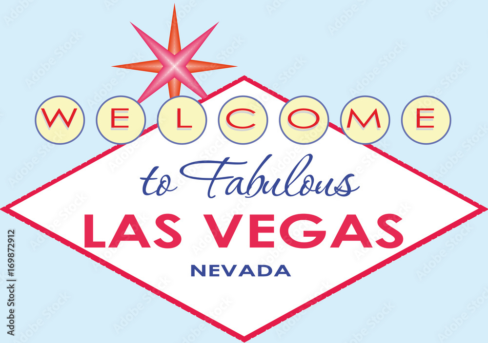vector drawing of a road sign Welcome to fabulous Las Vegas Nevada