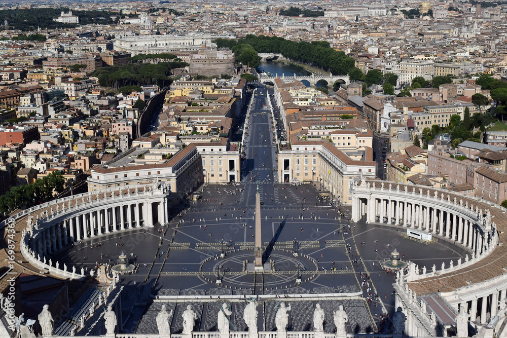  Piazza San Pietro and Colonnaded square  as seen from the dome of Saint Peter's Basilica - Rome, Italy 